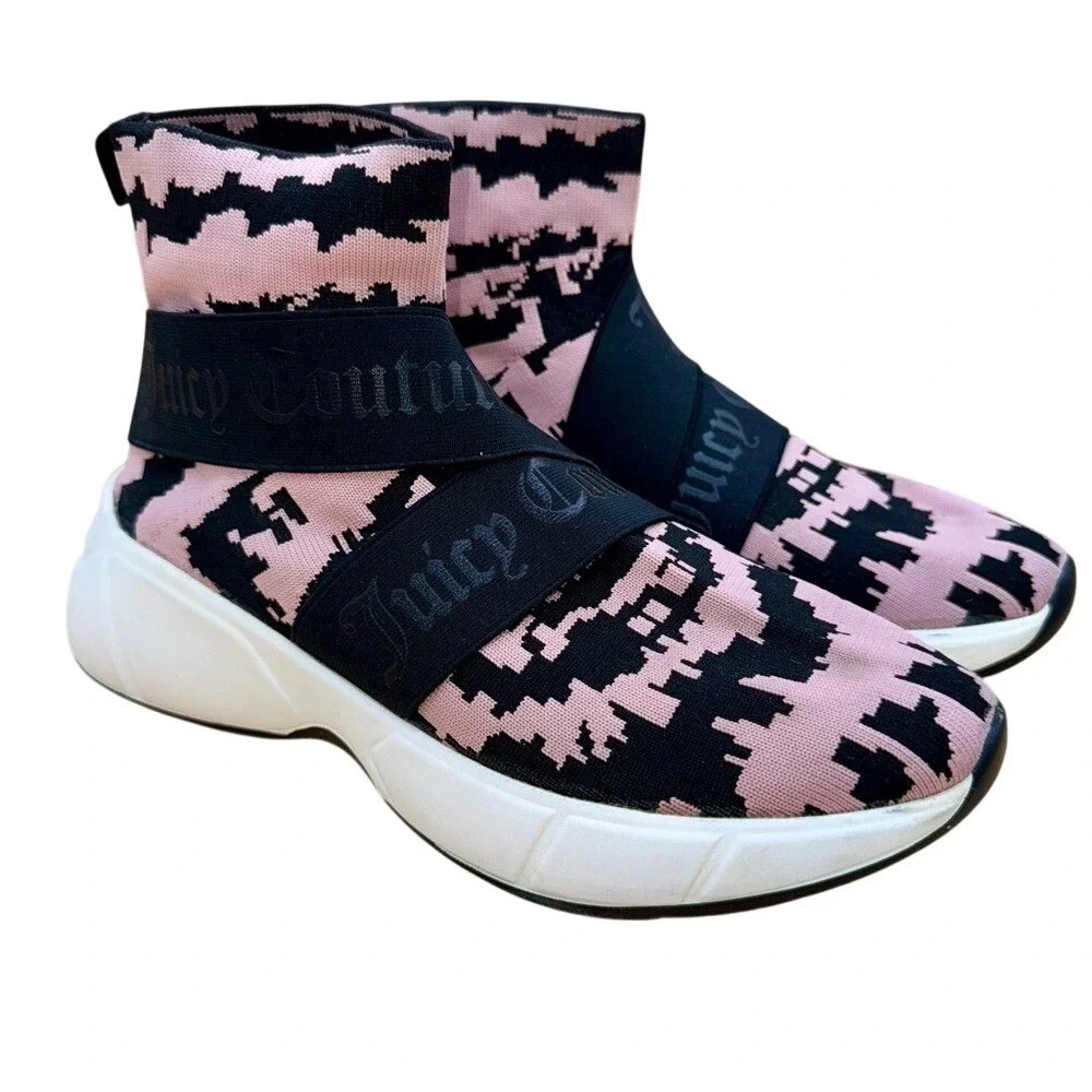 Juicy Couture Ariella‎ Pink and Black Knit Sneakers, Women's Size 9, VGUC